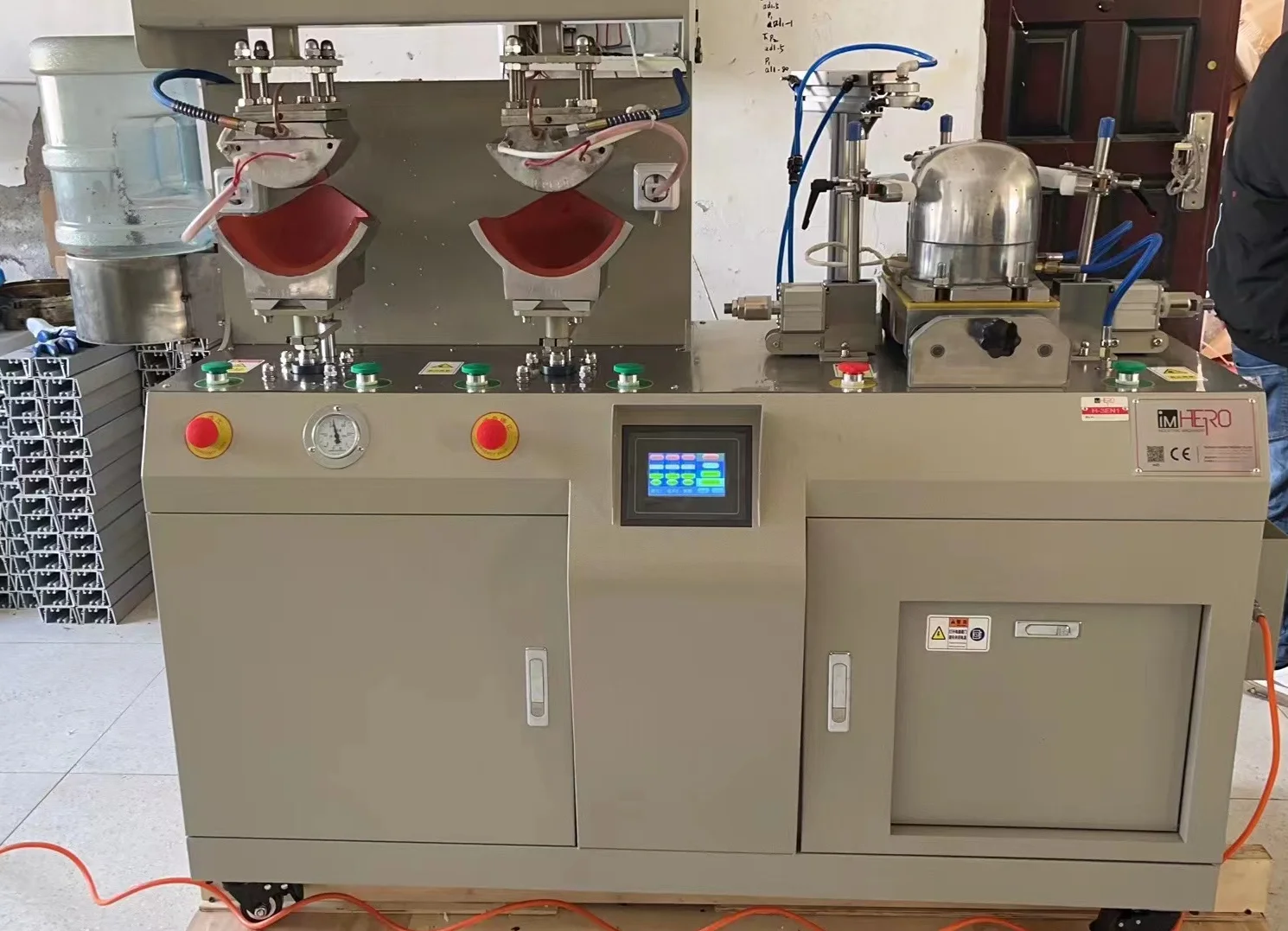 IMHERO hot-selling 3en1 Cap ironing machine for cap visor front panel cap crown multi-functional 3 heads