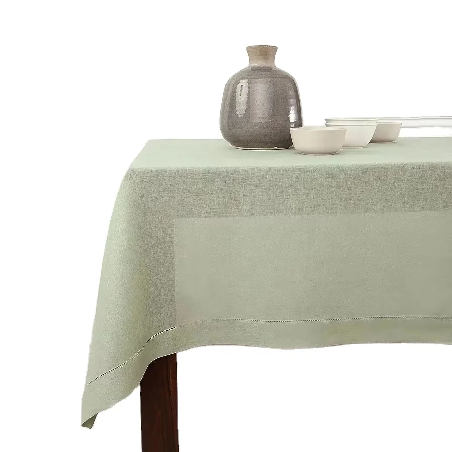 Daily 100% Pure Linen Hemstitch Tablecloth for Wedding , Outdoor ,Dining and Holiday