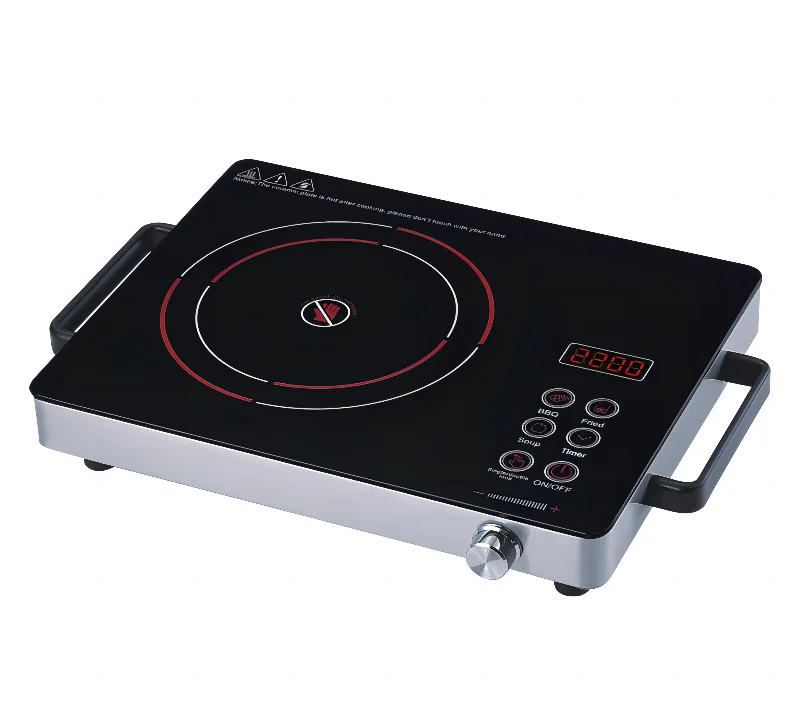 Electric 220V polished glass double ring touch control 2200W portable low power consumption infrared cooker