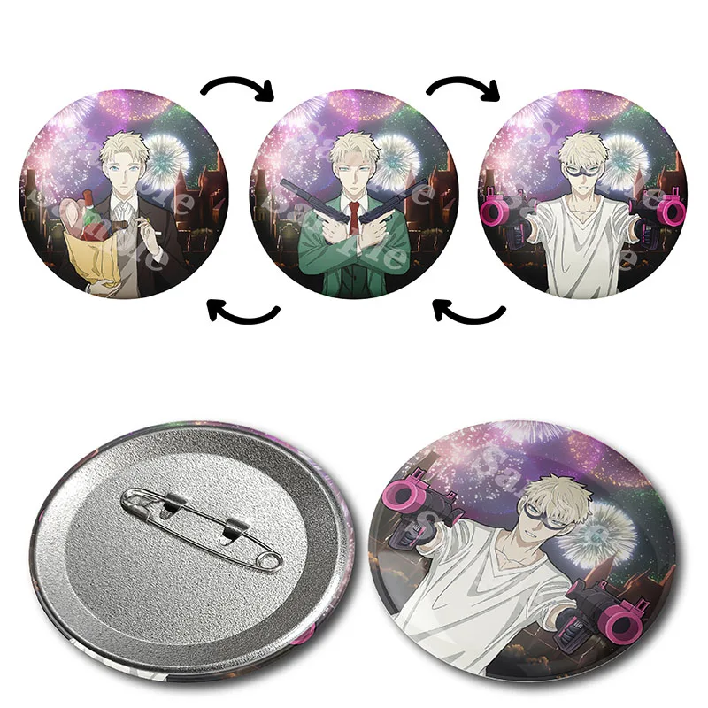 2023 New Product Japanese Anime Character Pins 3D Changing Flip Badges 3D Lenticular Anime Motion Pins Button Badges Tinplate