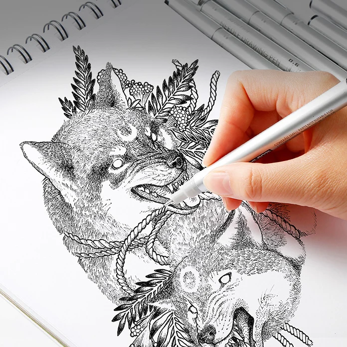 Superior Sliver Appearance Finliner Drawing Pen MS-807A 4pcs/8pcs/10pcs Set With Waterproof Pigment Ink