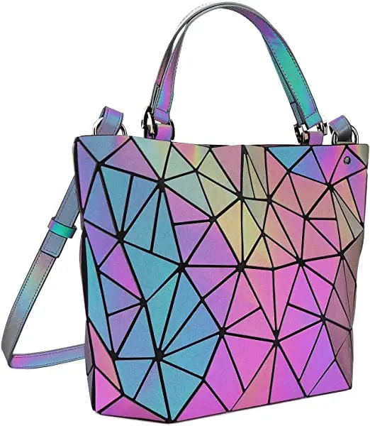 Geometric Tote Bag - Crossbody Handbag Top Handle Shopping Bag, Purse, Waist Pack - Luminous or Cork