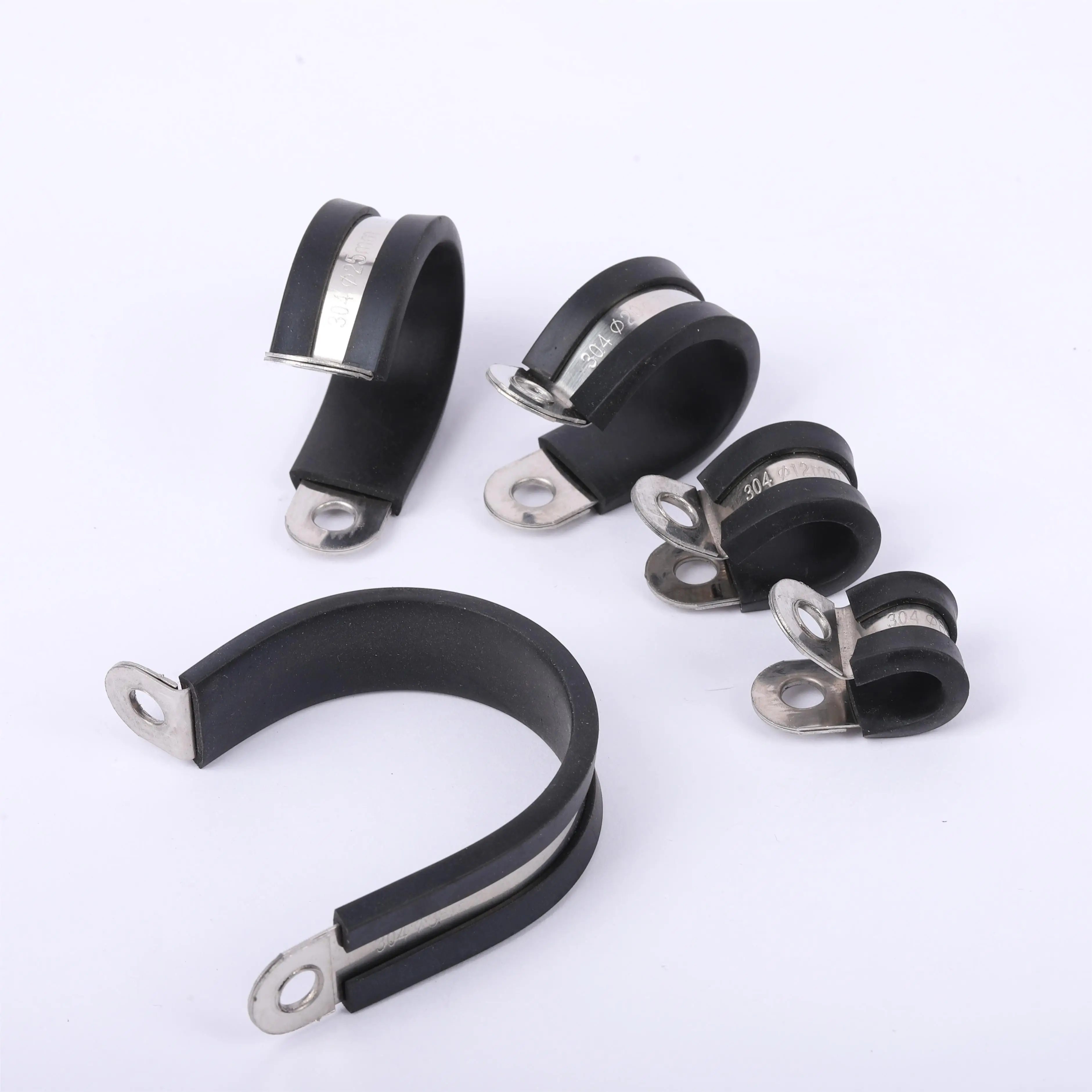 Stainless Steel INOX 304 Rubber Lined P Clips Rubber Pipe Clamps Durable R Types Hose Clamps quick locking pipe clamp