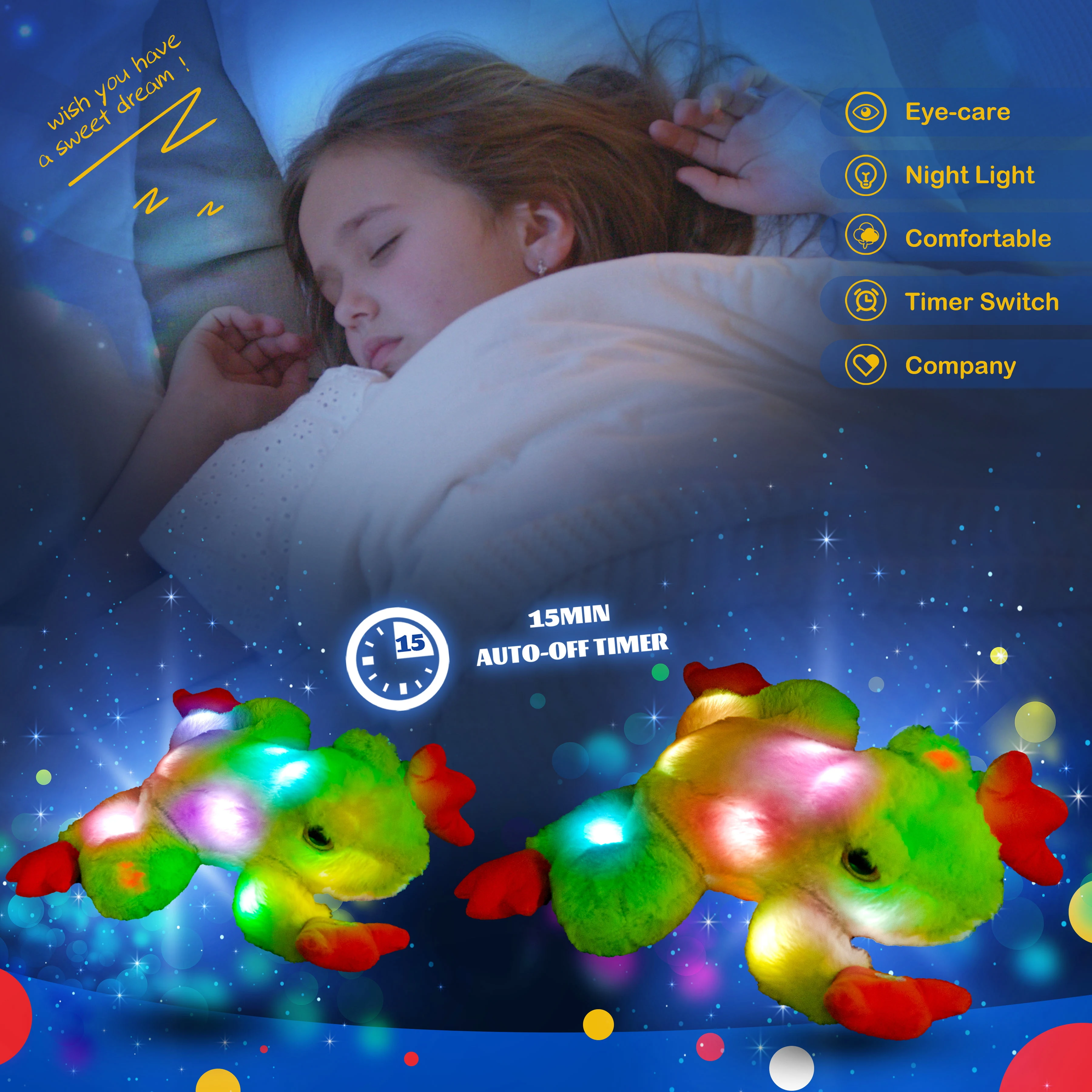 Glow Guards 12' Light up Stuffed Frog Jungle Animals LED Soft Plush Toy with Night Lights Glow in The Dark Christmas Birthday