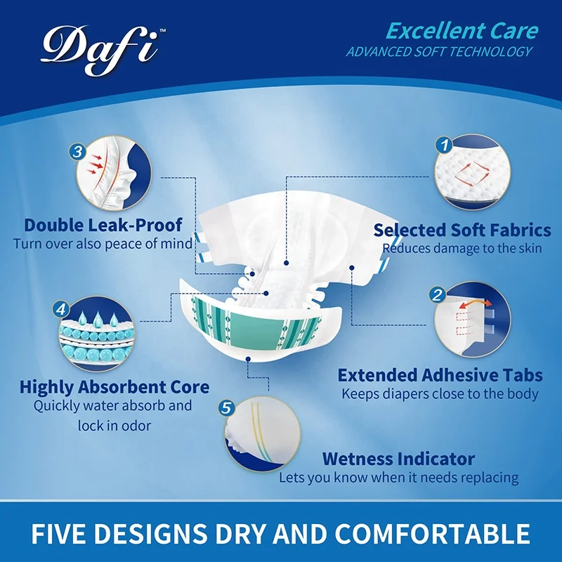 Wholesale Cheap Disposable Printed Elderly Nappies for Unisex Ultra Thick Adult Diapers Free Sample Xxl