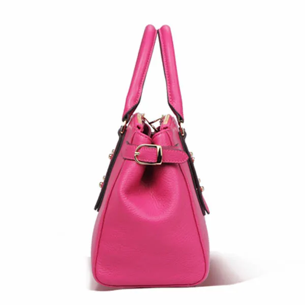 Custom Logo High Quality Rose Red Casual Large Leather Tote Bag Wholesale Luxury Full Grain Vegan leather Women Turkey Handbag