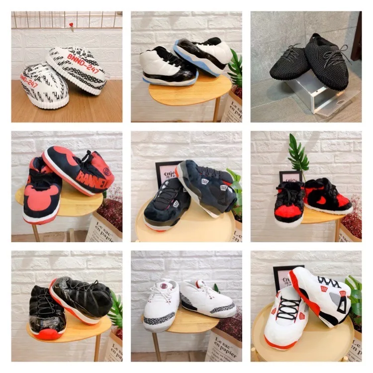  Оптовая продажа новый дизайн модные плюшевые домашние мягкие тапочки Yeezy Jordan AJ для