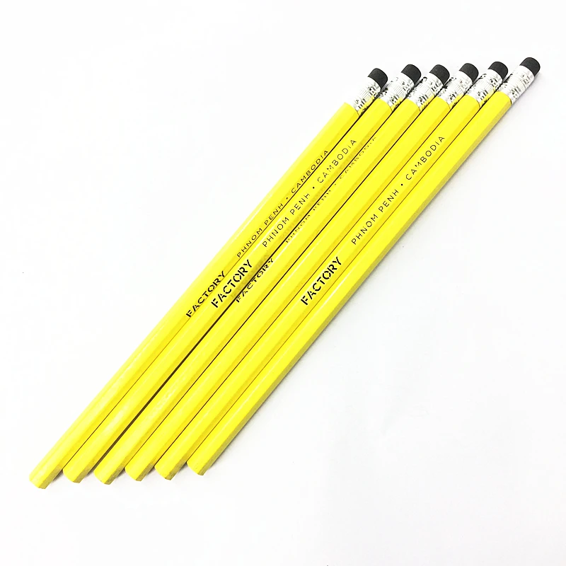 Hot New design #2 Wooden Pencils With Eraser Tops HB Graphite No 2 Yellow Wood Pencil