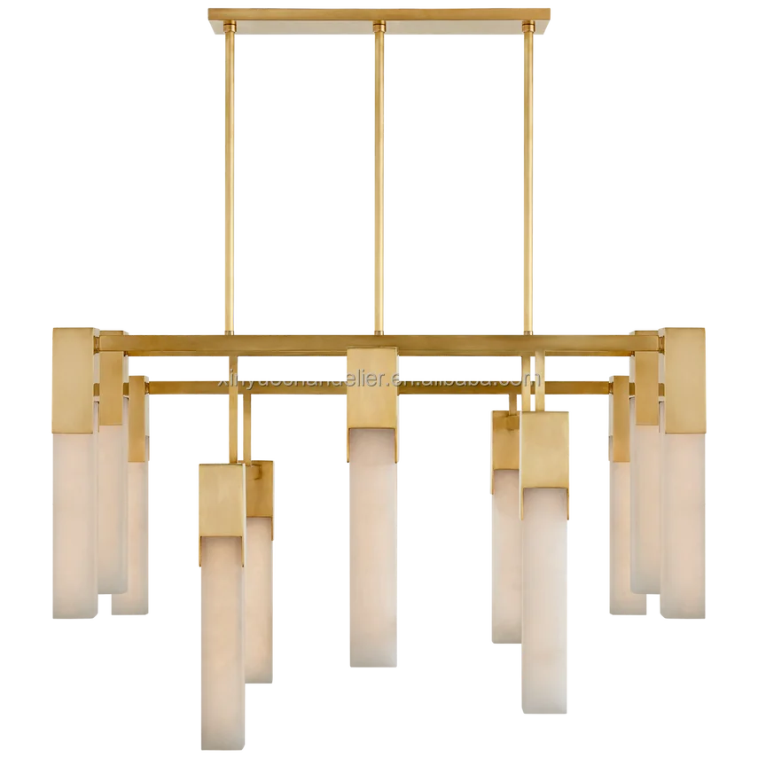 High Quality Designer Indoor Brass Spanish Alabaster Marble Pendant Light Covet Large Chandelier For Dinning Room Kitchen