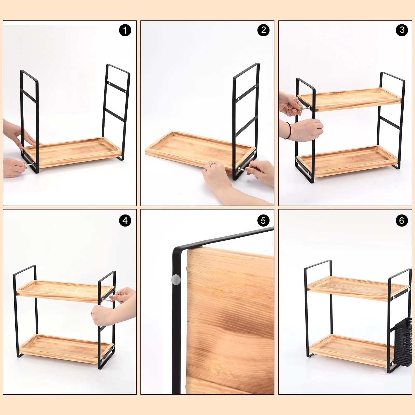 2-Tier Wood Rack Countertop Shelf Vanity Organizer Skincare Perfume Organizer Tray Bathroom Organizer Counter