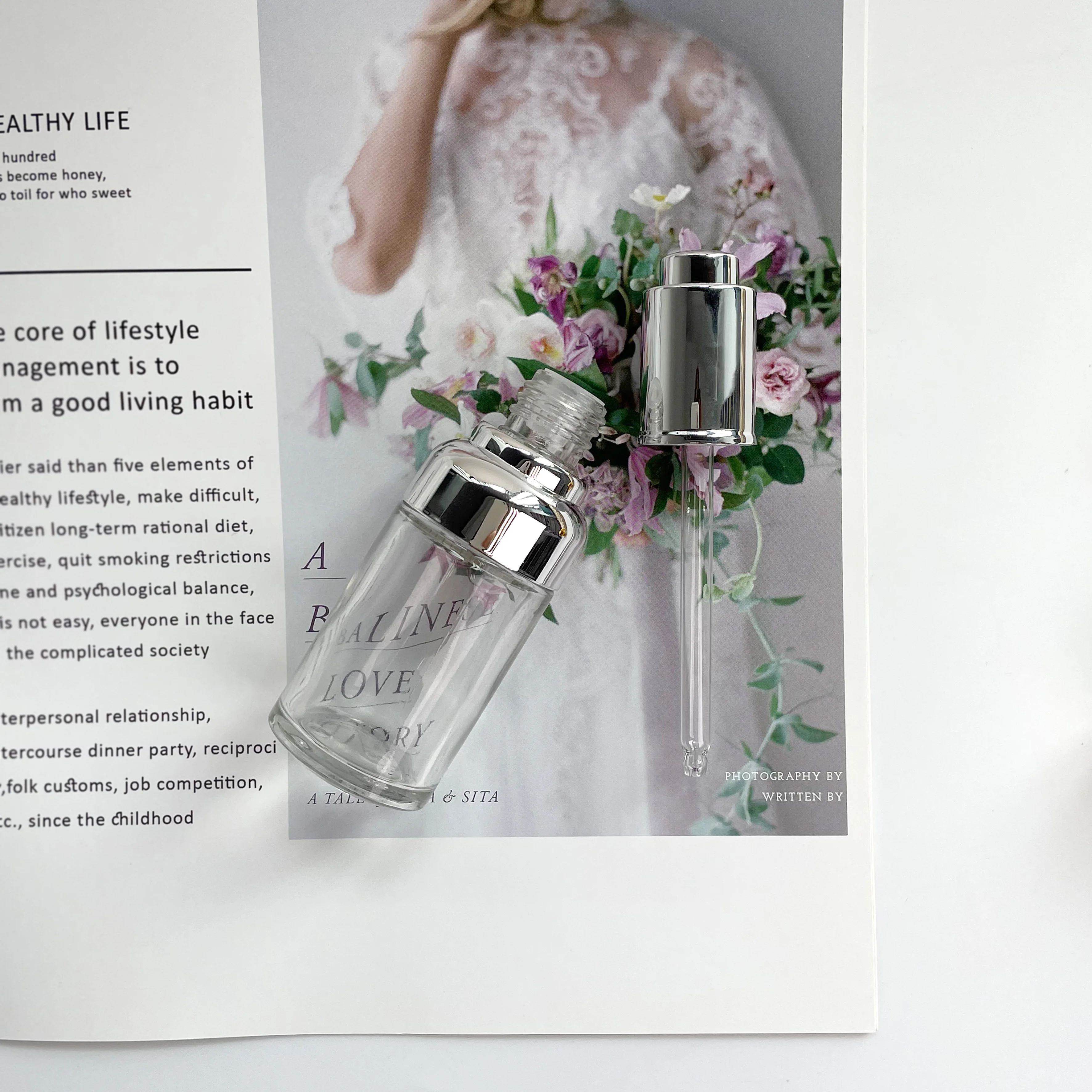 Luxury Push Button Top Glass Dropper Bottle 30Ml 50Ml 100Ml Essential Oil Serum Bottle with Dropper