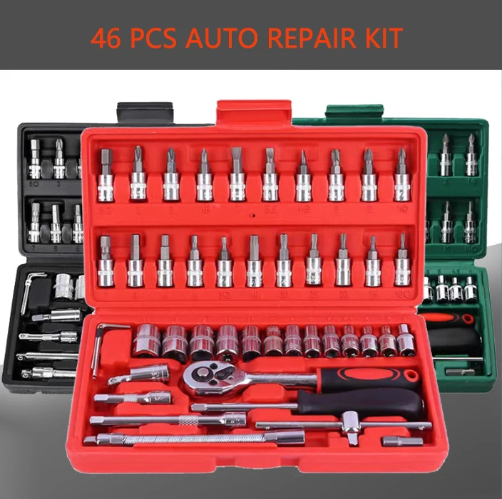 46-piece socket wrench set multi-function car repair tool set  professional auto repair tool kit