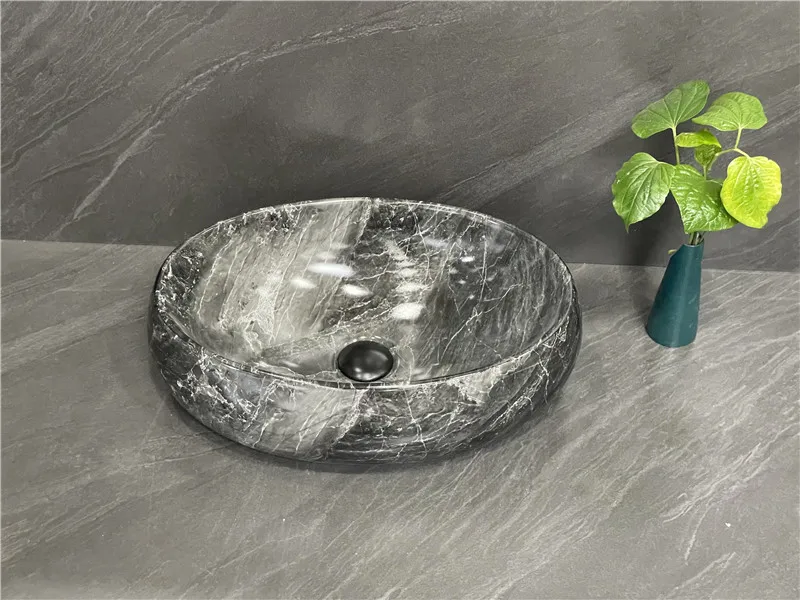 OVS 2023 Luxury bathroom vasque marble design sink ceramic lavandino oval vessel above table bath room vanity sink art basin