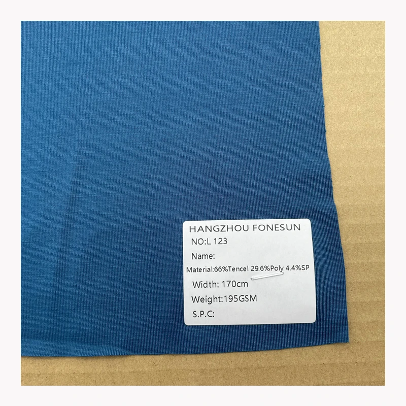 China hot sale 66% lyocell 29.6% polyester 4.4% spandex 195gsm width 170cm knitted fabric for underwear