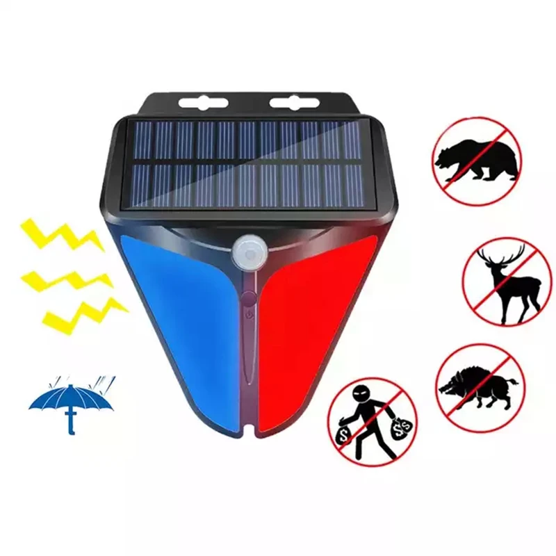 2022 безопасность Солнечный стробоскоп светодиодный свет с датчиком движения сигнализация мигающая звуковая сирена