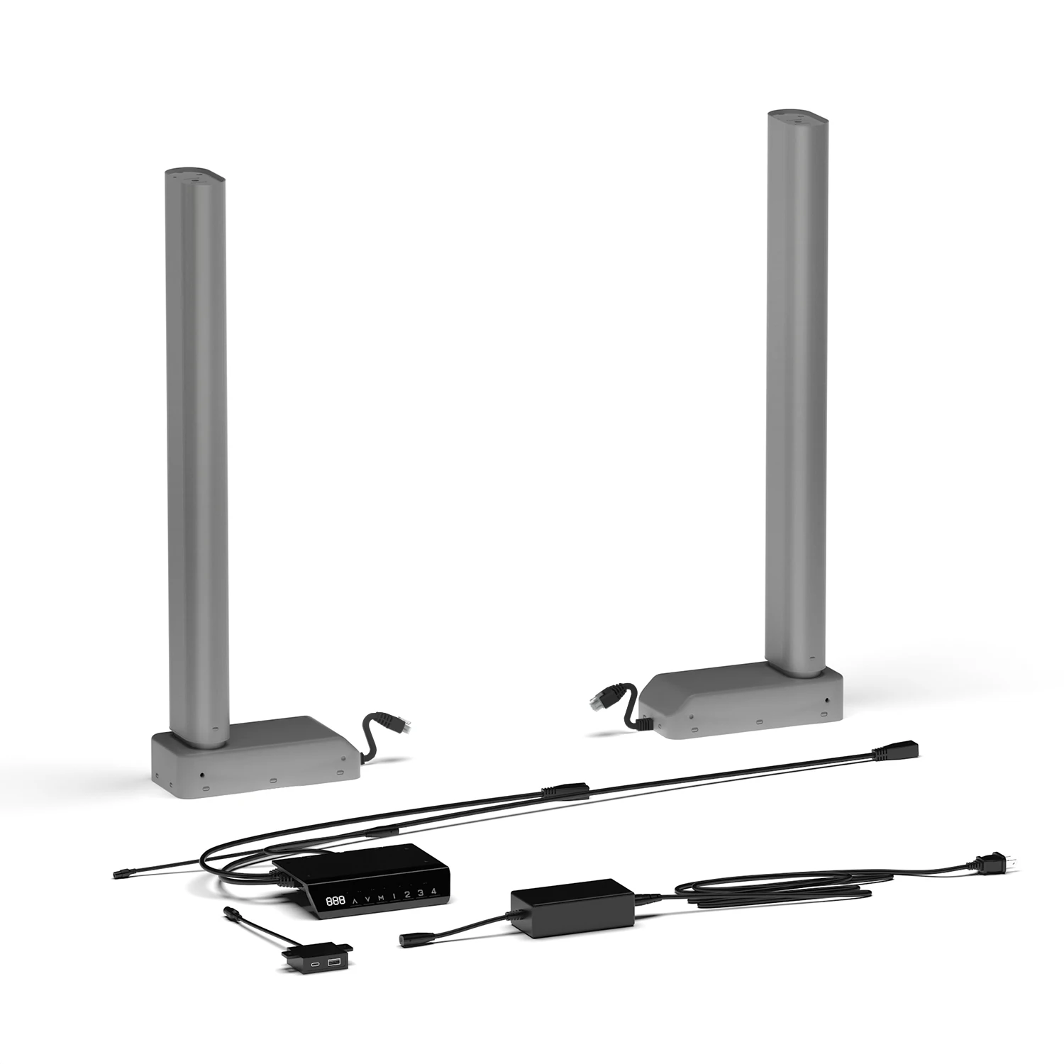 Dual Motor Telescopic Executive Ergonomic Electric Height Adjustable Work and Home Glass Top Office Desk Frame