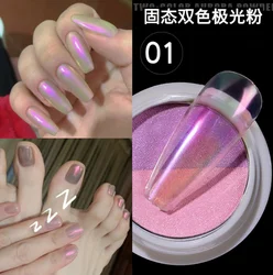 Wholesale dipping colored acrylic sugar nail  Decoration magic Mirror powder glitter Solid state double color