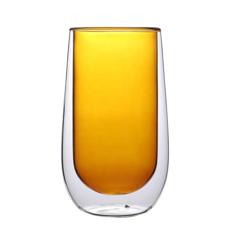 Hotsale 250ml 350 450 Tea Cups Eco-friendly Clear Beverage Double Walled wall High Borosilicate Glass Coffee Mug