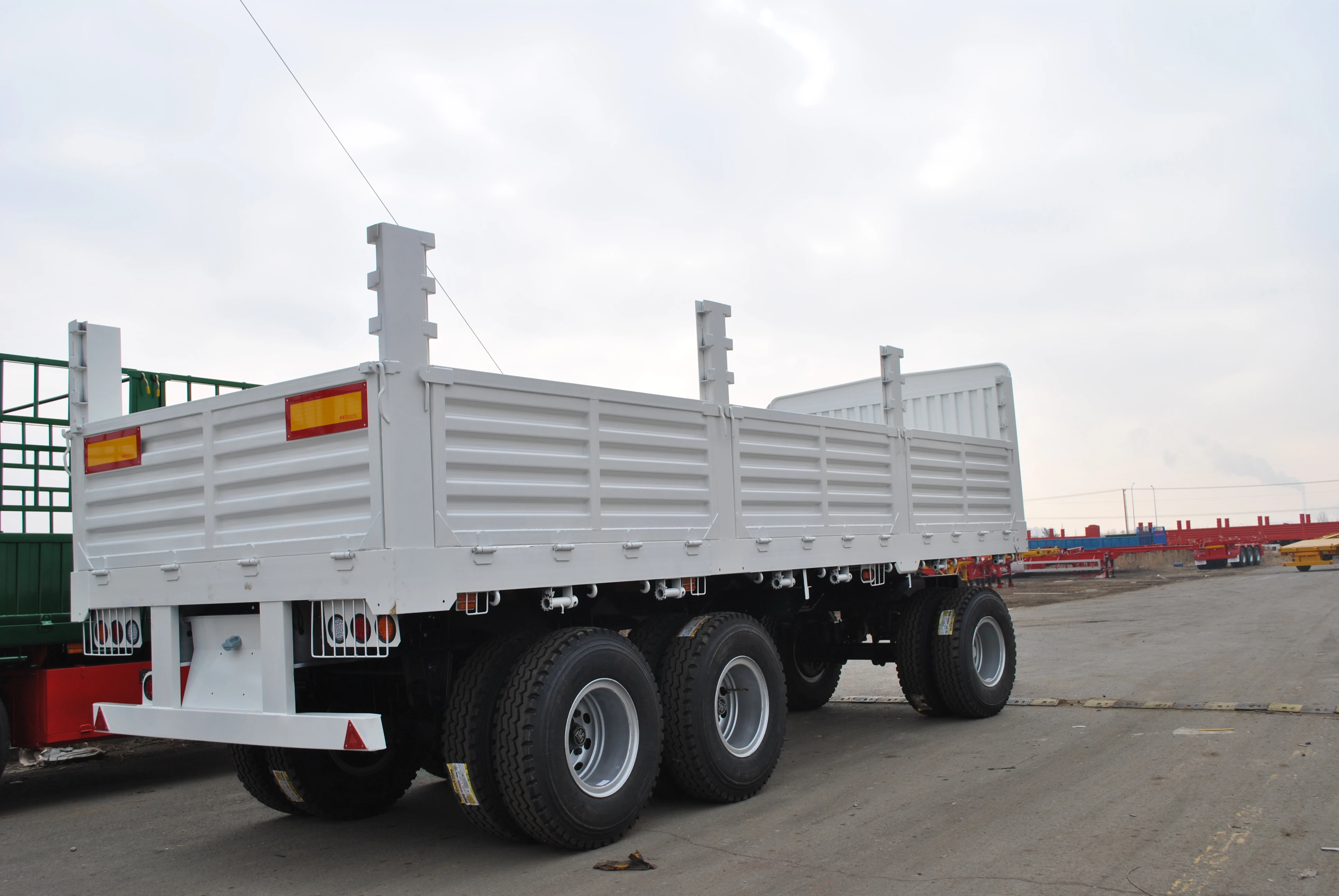 Flatbed Trailer Full Trailer Truck 2 axles 3 axles 12 Wheels High Quality Large Capacity Full Trailer