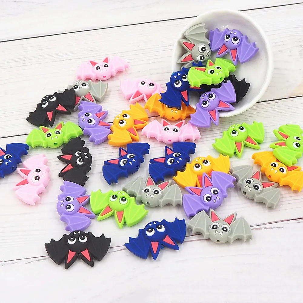 Newly Released Cartoon Bat Shape Silicone Beads Food Grade Baby Teething DIY Pacifier Chain Baby Teether Beads