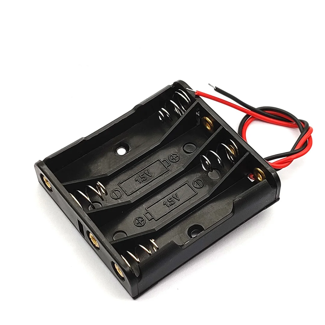 4*AAA Battery Box Case Holder With Wire Leads 6V 4 Slot Standard Battery Container