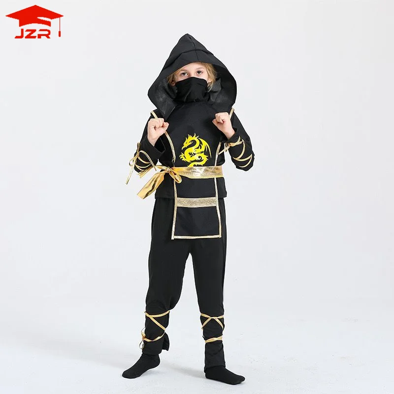 Deluxe Golden Dragon Ninja Costume Outfit Halloween Dress Up Japanese clothes for Kids