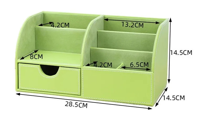 4 Storage Compartments PU Leather Desk Organizer Desktop Stationery Pen Storage Box Collection Desk Tidy Office Desk Organizer