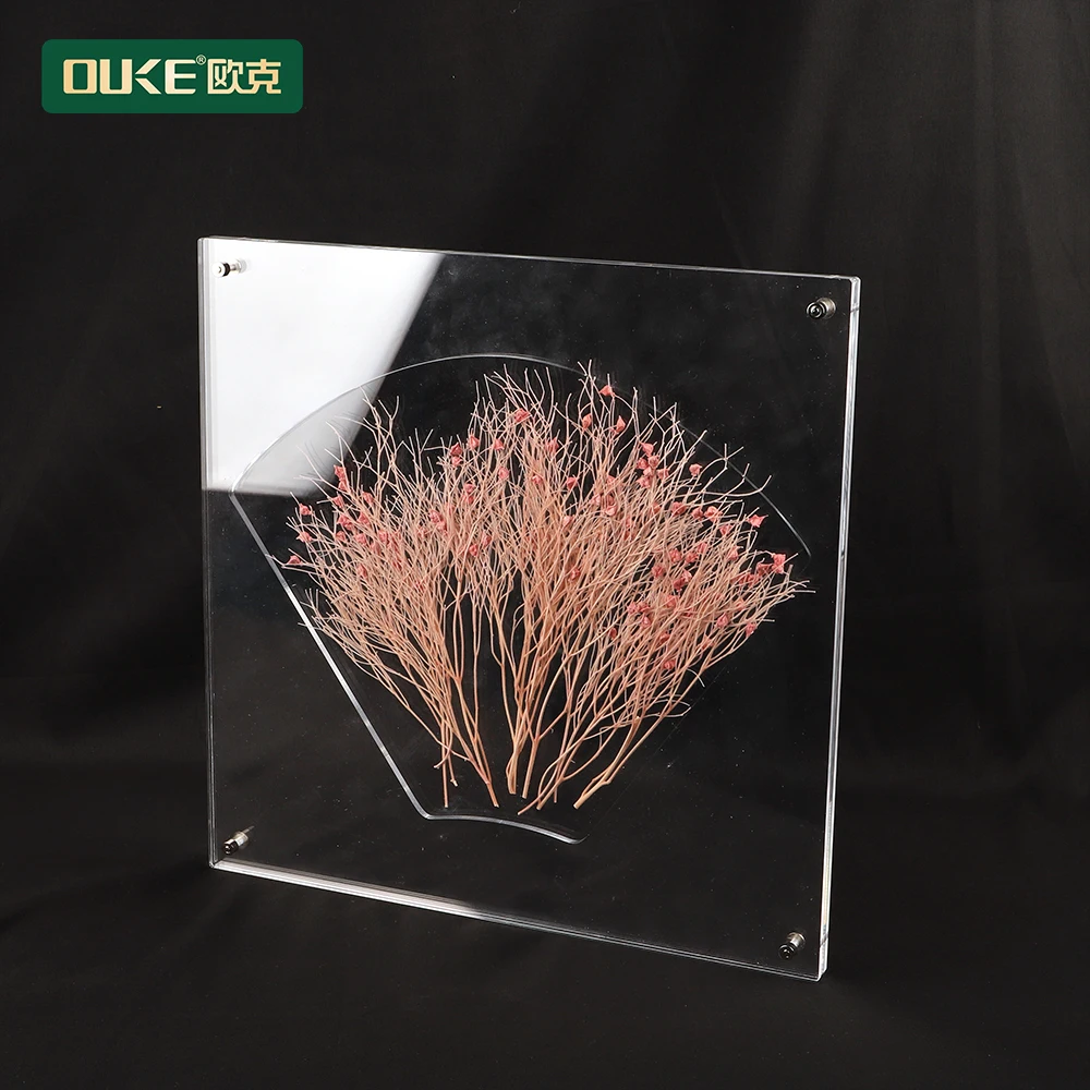 Wholesale handmade plastic double sided acrylic magnetic frame with eternal flower