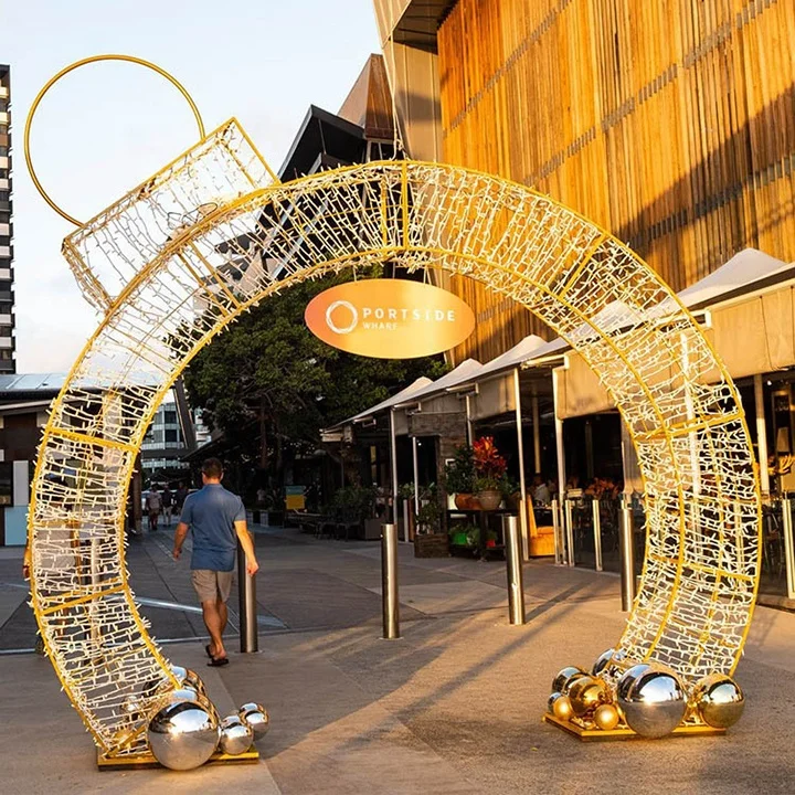 3d Street Christmas Light Arch Color Changing  For Wedding Decoration arch Time Tunnel Motif Lighting