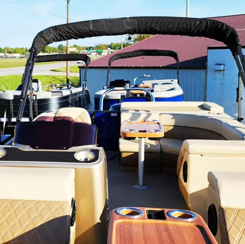 Allhouse Luxury 21ft Floating Pontoon Boat New Design Party Barge with Outboard Engine Aluminum Fiberglass Hull 6m length Sale