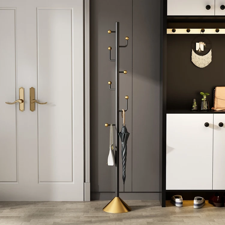 Heavy Duty  Nordic Metal  Wrought Iron Living Room Corner   Floor Stand Clothes Hanger Tree Coat Rack