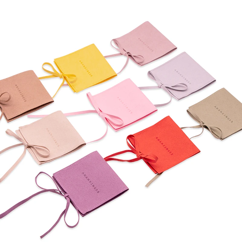 Custom Logo Velvet Suede Microfiber For With Jewellery Insert Packaging Earring Display Cards Gift Bag Jewelry Pouch with logo