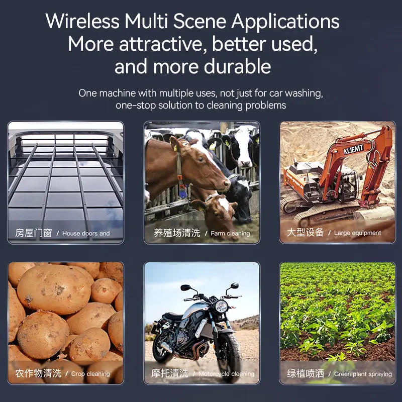 New 6 in 1 48V Powerful High Pressure Cordless Car Washer Wireless Wash Spray Gun Lithium Battery Portable Car Water Washing Gun