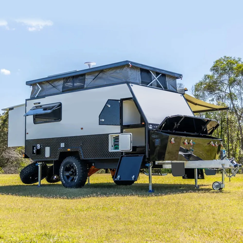
Small Hybrid Offroad Caravan RV Camper Trailer with Bathroom 