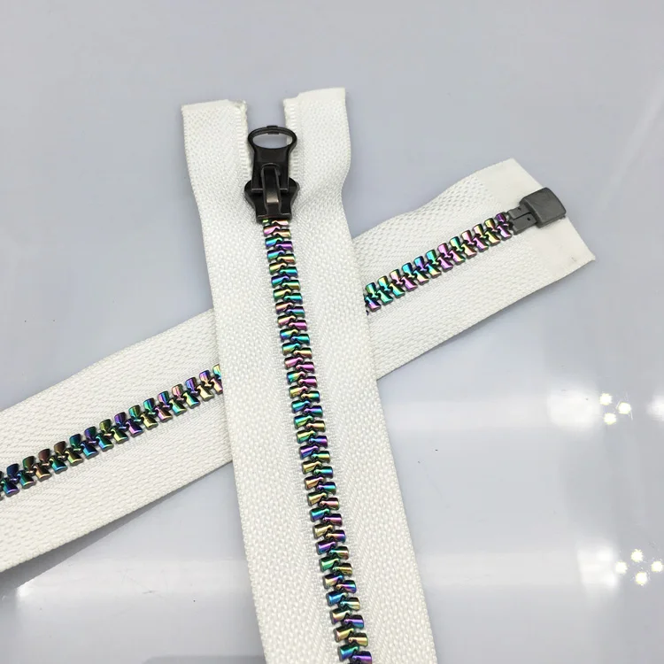 JY 5# 8#Open End Colorful Rainbow Teeth  Fastening Plastic Resin Zipper  For Jacket