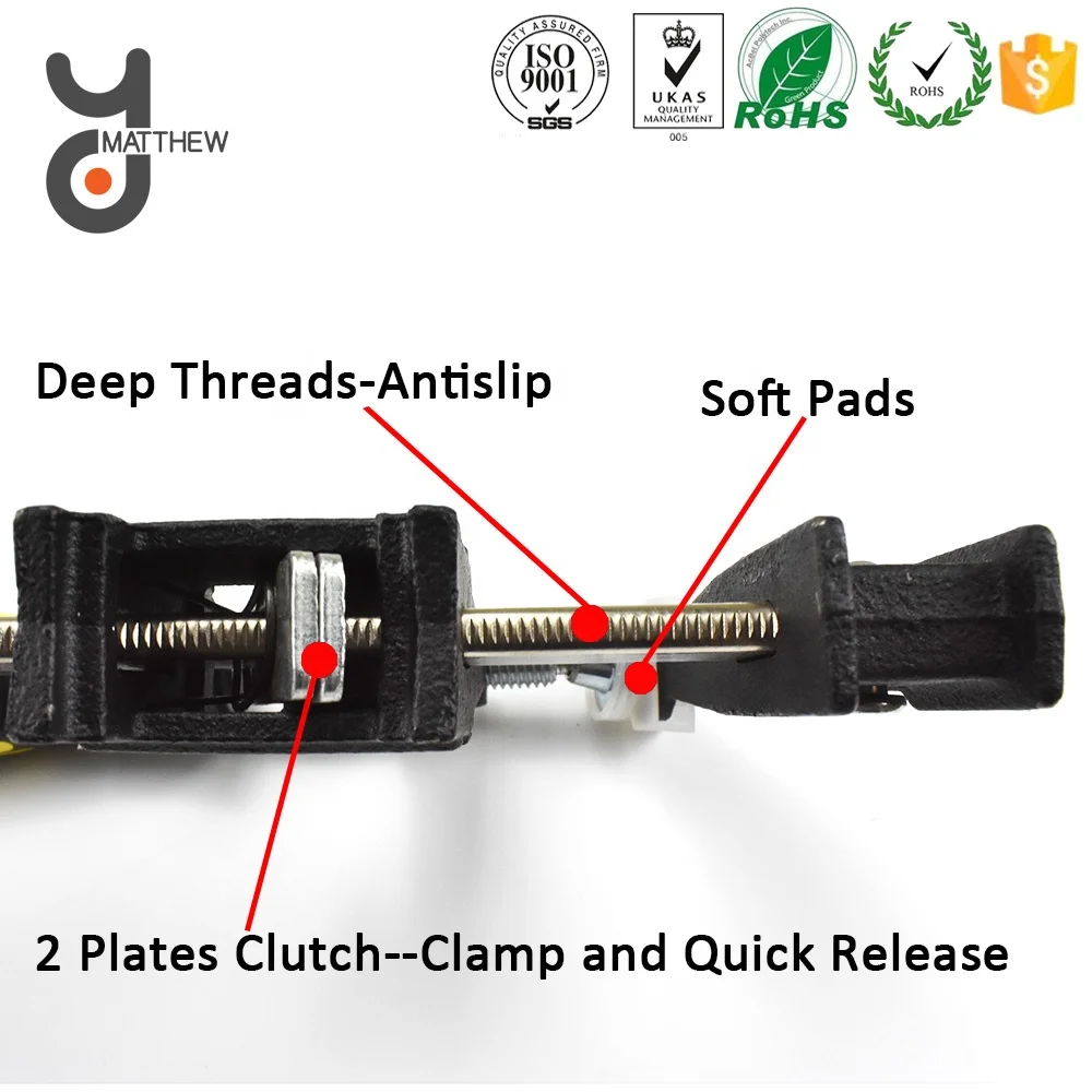 Быстросъемные стальные зажимы F с глубиной горла 60 мм и микрорегулируемой ручкой