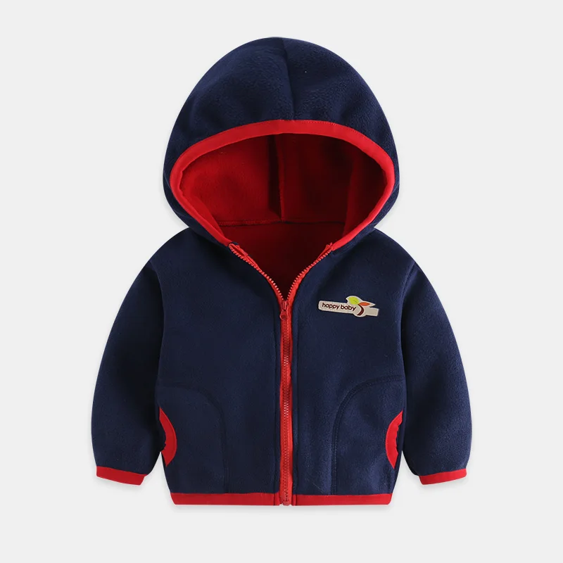 
boys and girls double-sided hooded fleece sweater 1-10 years old thick long-sleeved jacket 