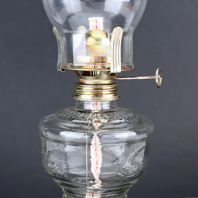 High Quality 32cm Creative Retro Glass Portable Lantern Outdoor Camping Kerosene Lanterns Oil Lamp Night Light LED Table Lamp
