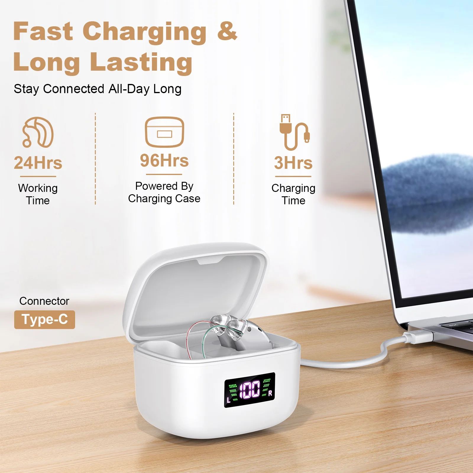 Bundle High Quality Rechargeable Wireless  BTE Sound Amplifiers with Rechargeable Case For Seniors Digital Hearing Aids