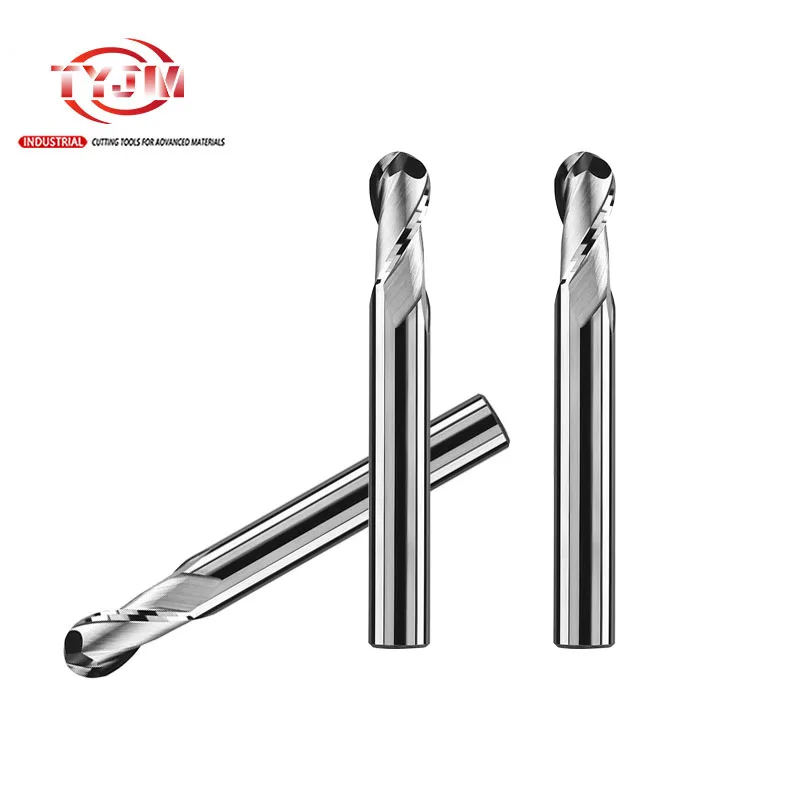 Carbide  2 Flute Carbide Spiral Tapered Ball Nose End Mill tungsten steel uncoated ball milling for non-ferrous metal processing