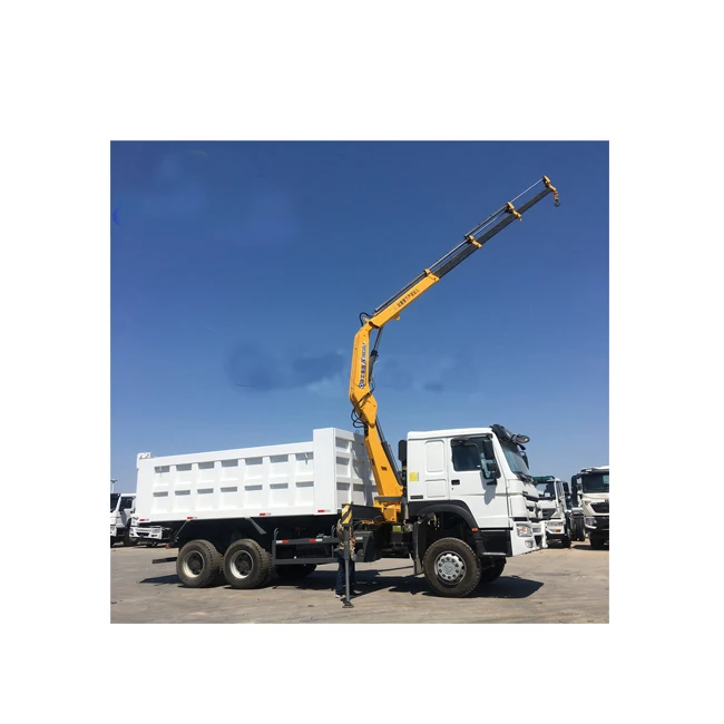 Sinotruck новый и б/у howo самосвал с телескопическим краном для продажи