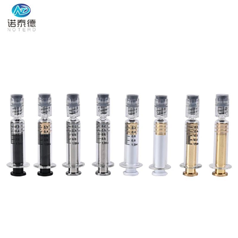 5ml 10ml prefilled glass syringe for distillate oil with metal plunger and stainless steel plunger