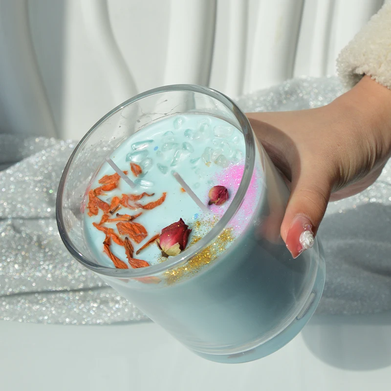 Hot Selling Handmade Candle With Crystals And Dried Flowers Luxury Personalized Scented Candle