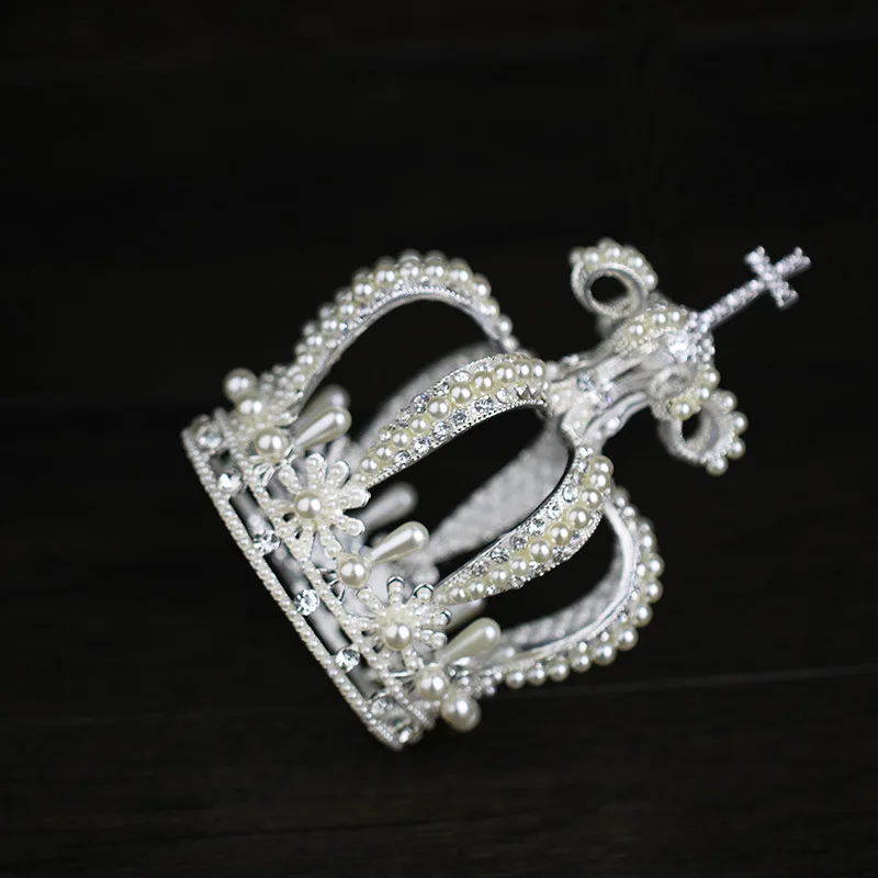 Full Pearls Golden Silver Kings Crown Delicate Hollow Out Large Round Gold Crowns Metal Rhinestone Hair Accessories Women Luxury