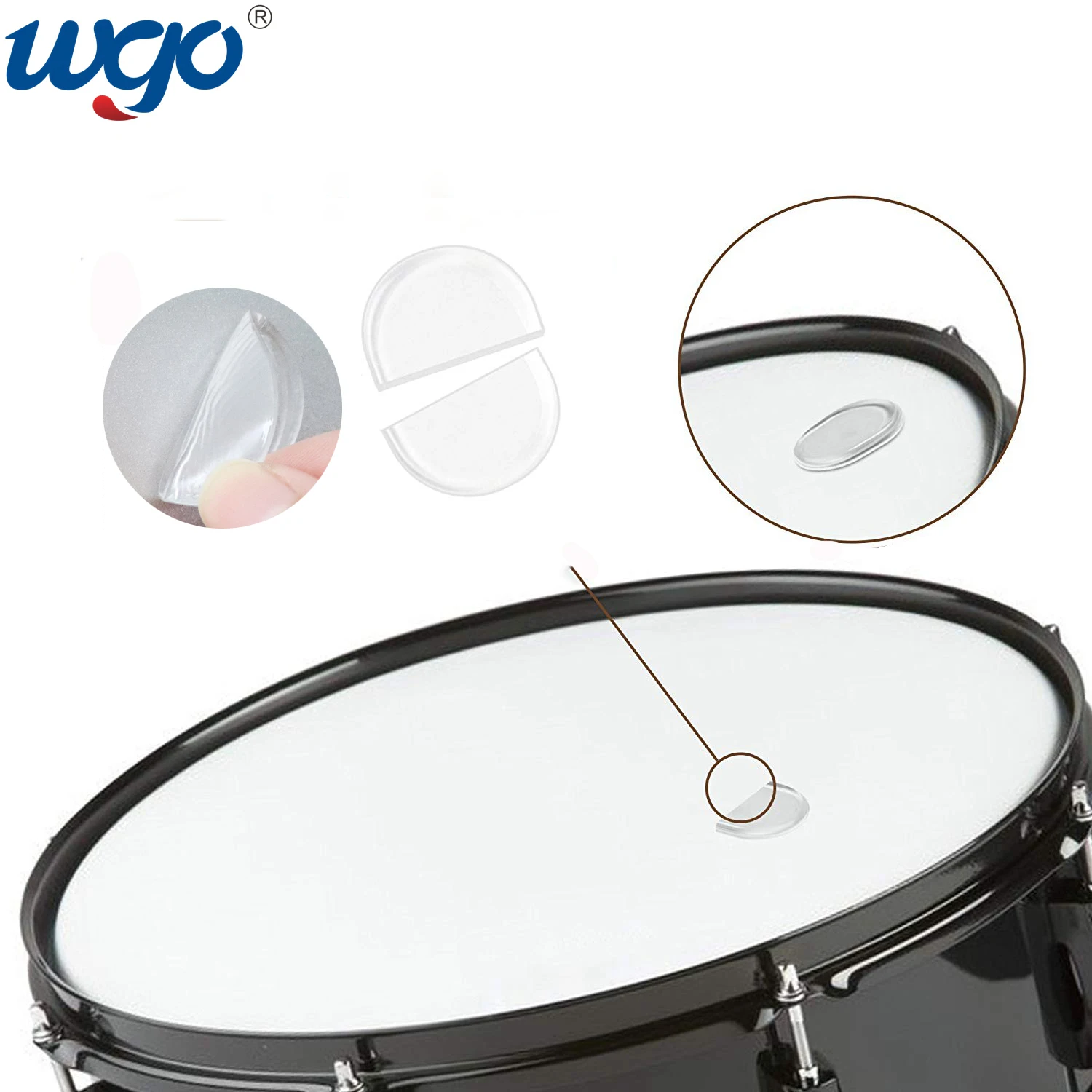 WGO Customized Reusable Washable Drum Sticker Snare Drum Mute Pad Synthetic Resin Adhesive Damper Gel Pad Sticker