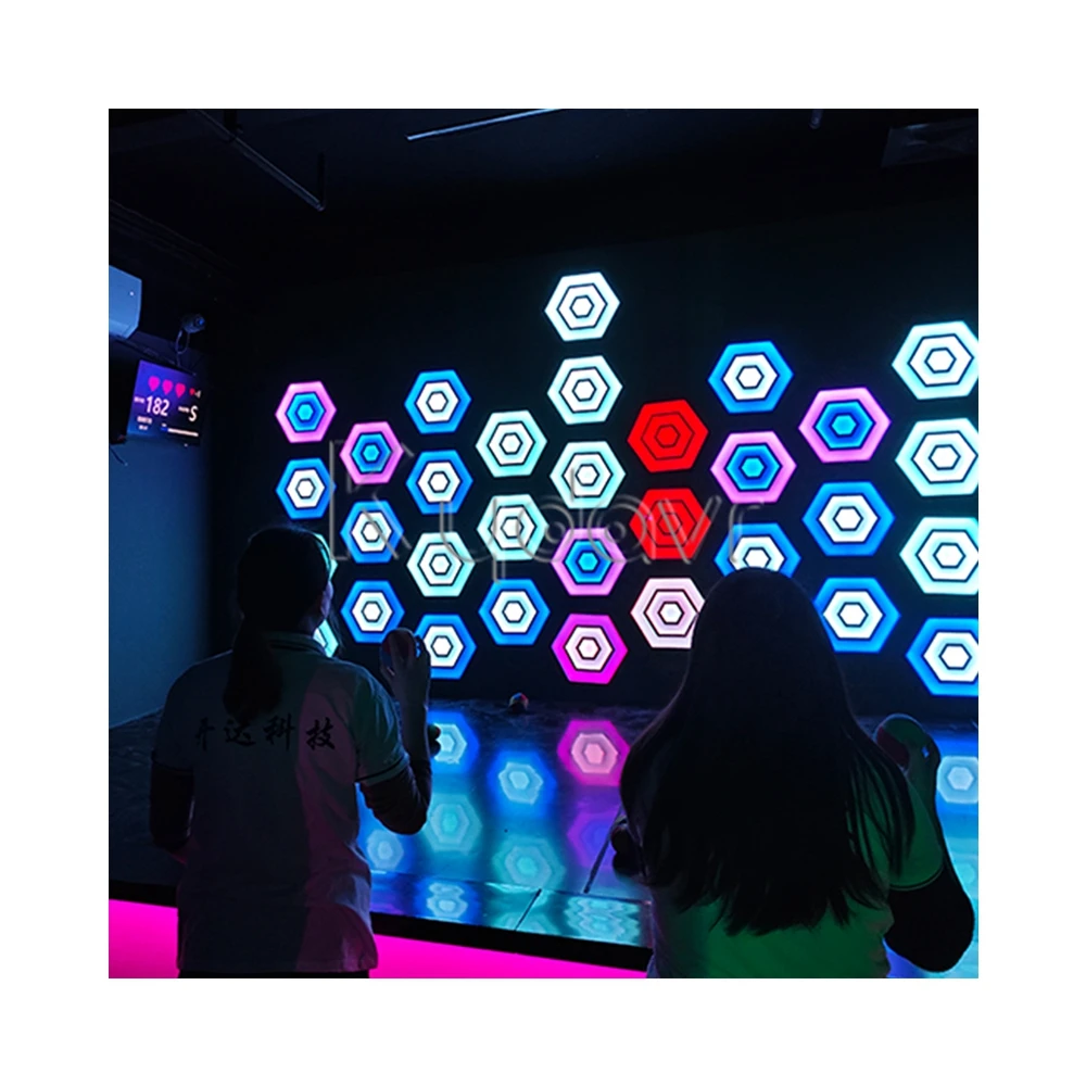 Indoor game room team building interactive led wall pixel grid light active arena shooting game toys ball shoot activate