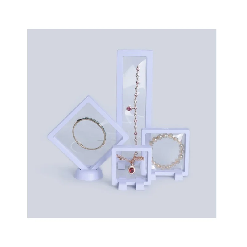 Luxury White PE Thin Film Suspension Jewelry Display Box Ring Necklace Bracelet Storage Transparent Jewelry Packaging Box