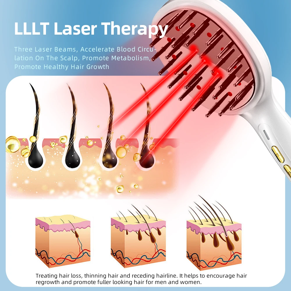 High quality head massager laser phototherapy red light therapy hair comb ems massager for head scalp massage devices