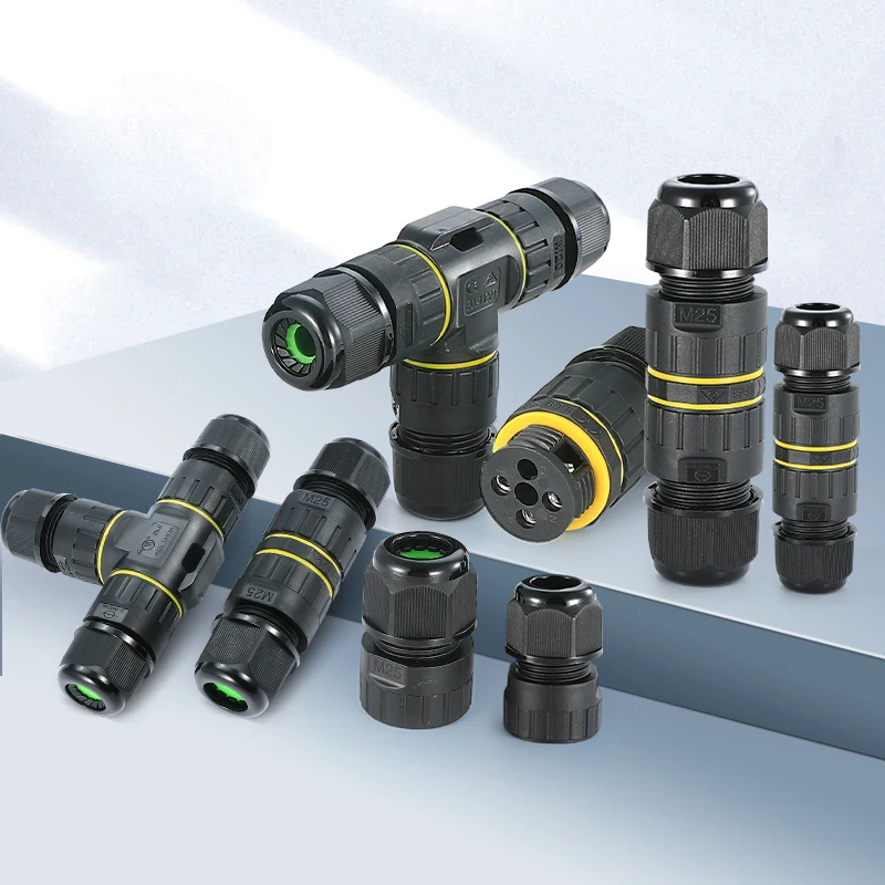 3-pin IP68 buried waterproof connector, straight through screw terminal waterproof connector, M25 cable and wire terminal post