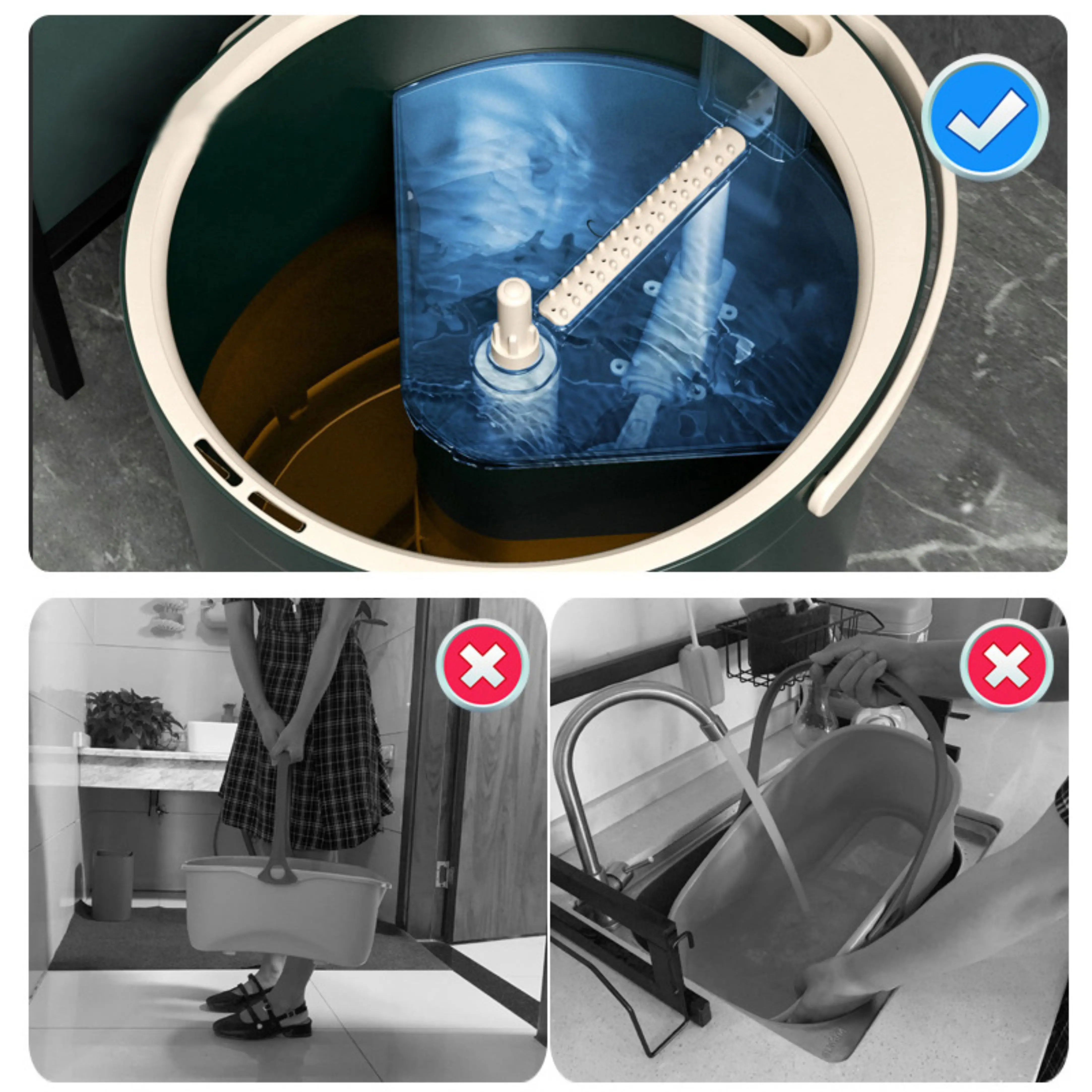 Jolech sewage separation rotate mop turbine cleaning sweeping cleaning household mop with bucket
